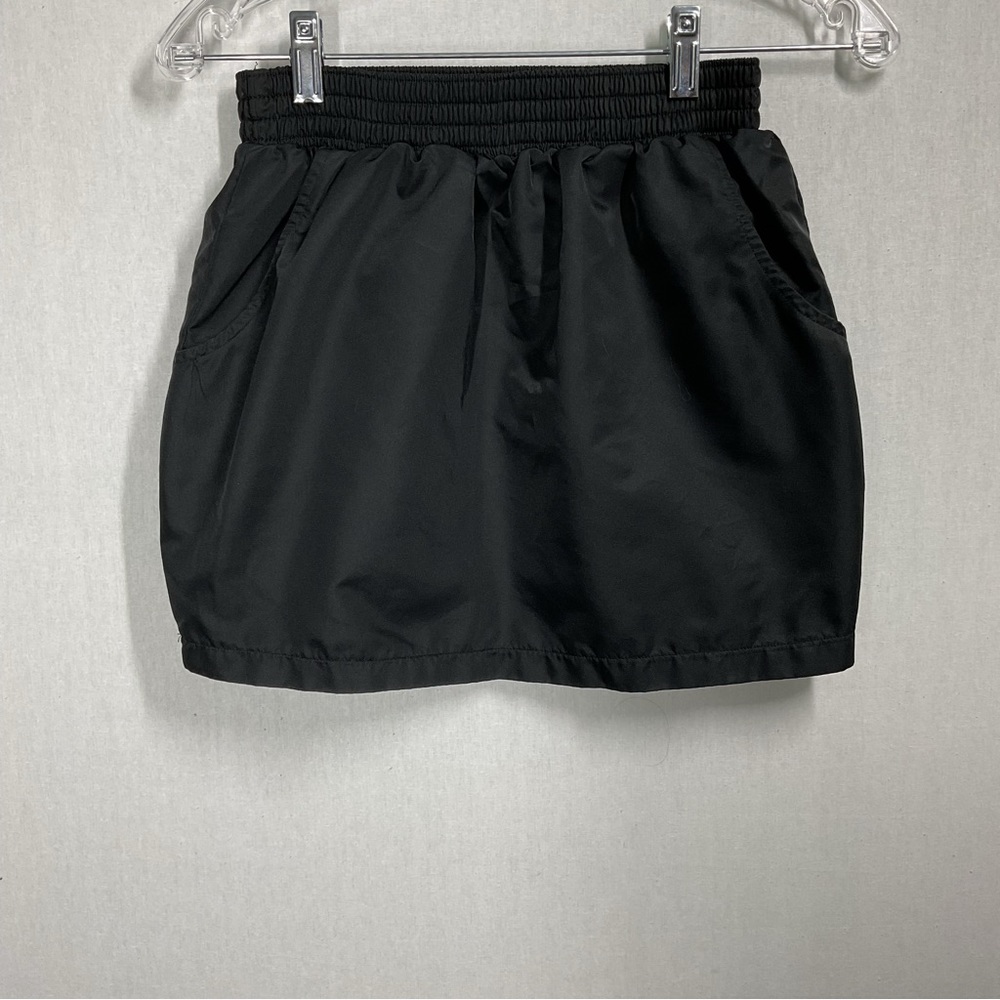 American Apparel High Waisted Black Mini Nylon Skirt in Size Small